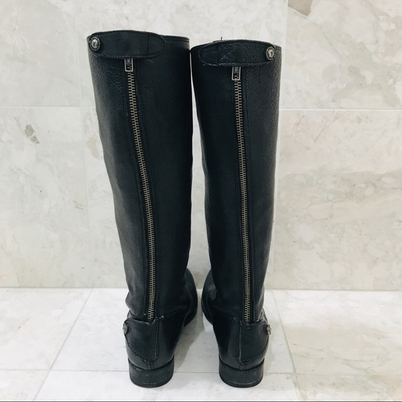 FRYE {6B} Boots Black Leather Knee-High Rear Zip - Picture 6 of 12